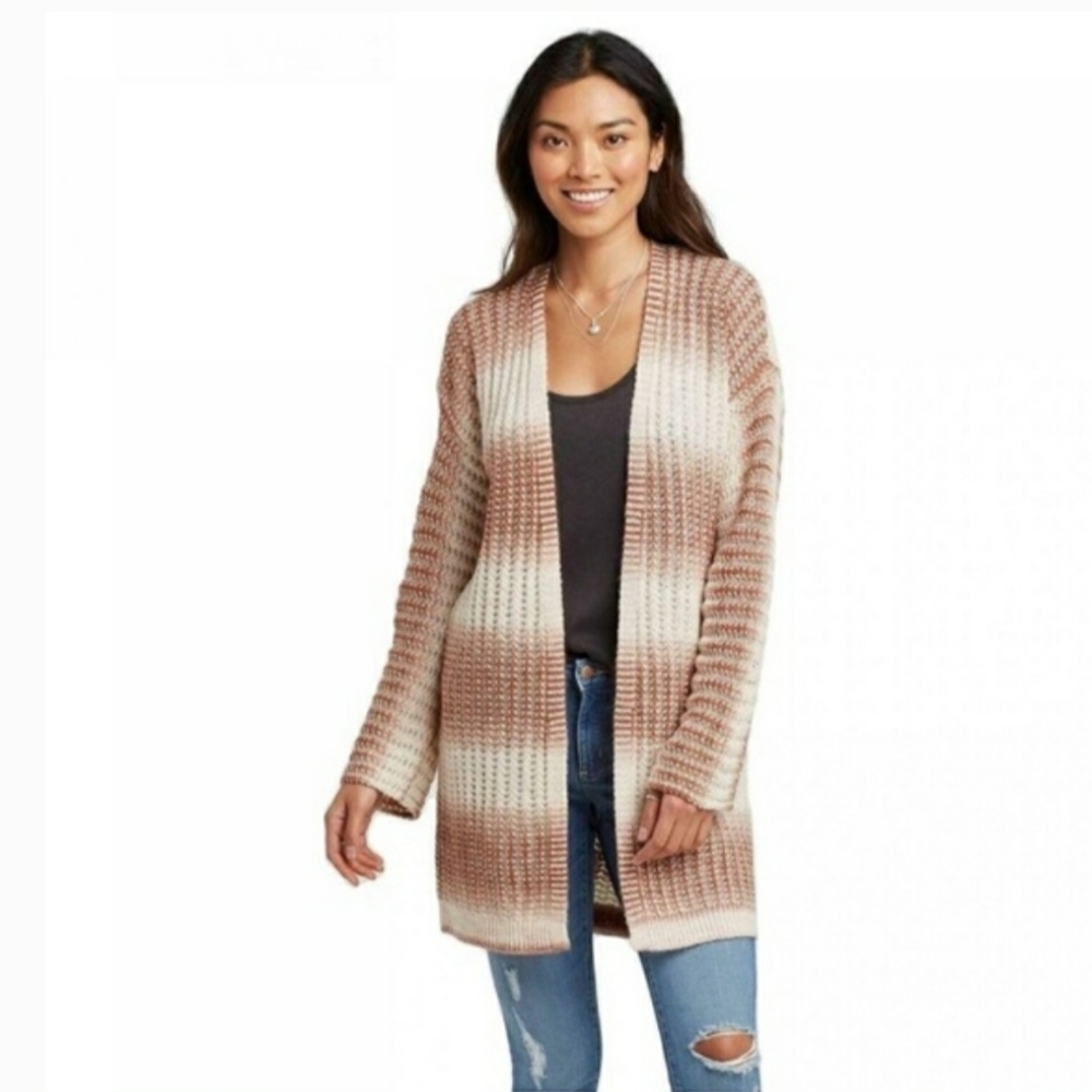 Knox Rose ombre open front cardigan pink white